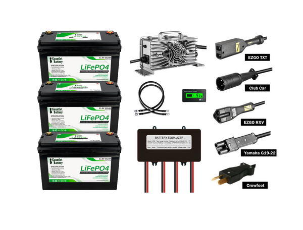 36V 100Ah Golf Cart Lithium Battery Replacement Kit with Programable Bluetooth BMS